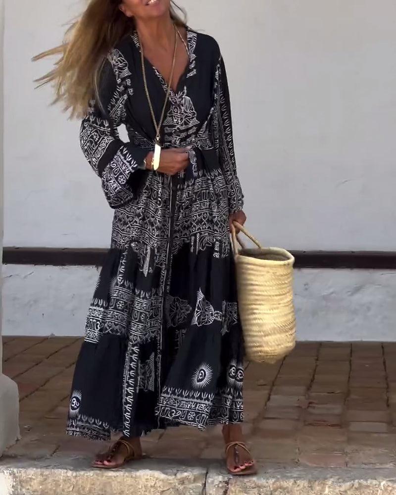 Emy | Trendy V-Neck Bell Sleeve Dress